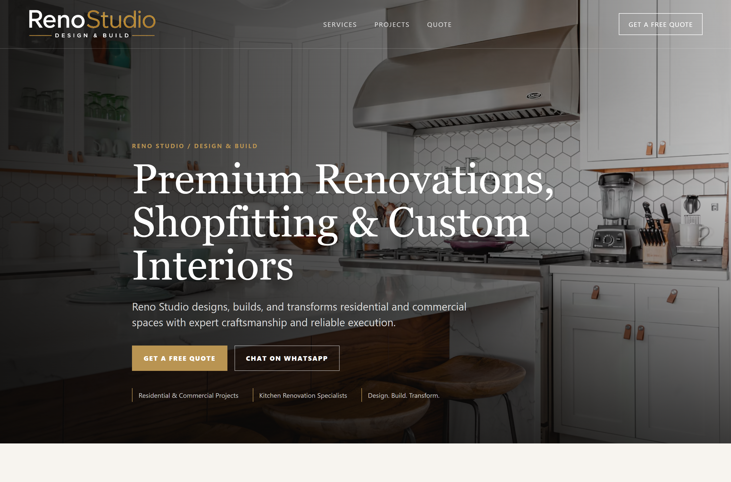 Reno Studio desktop website preview