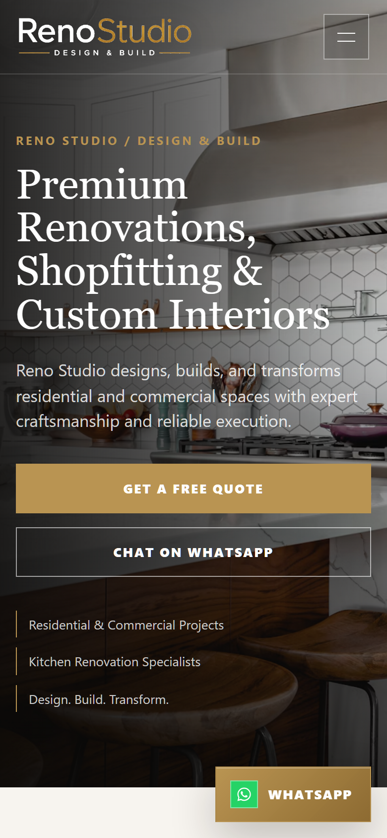 Reno Studio mobile website preview